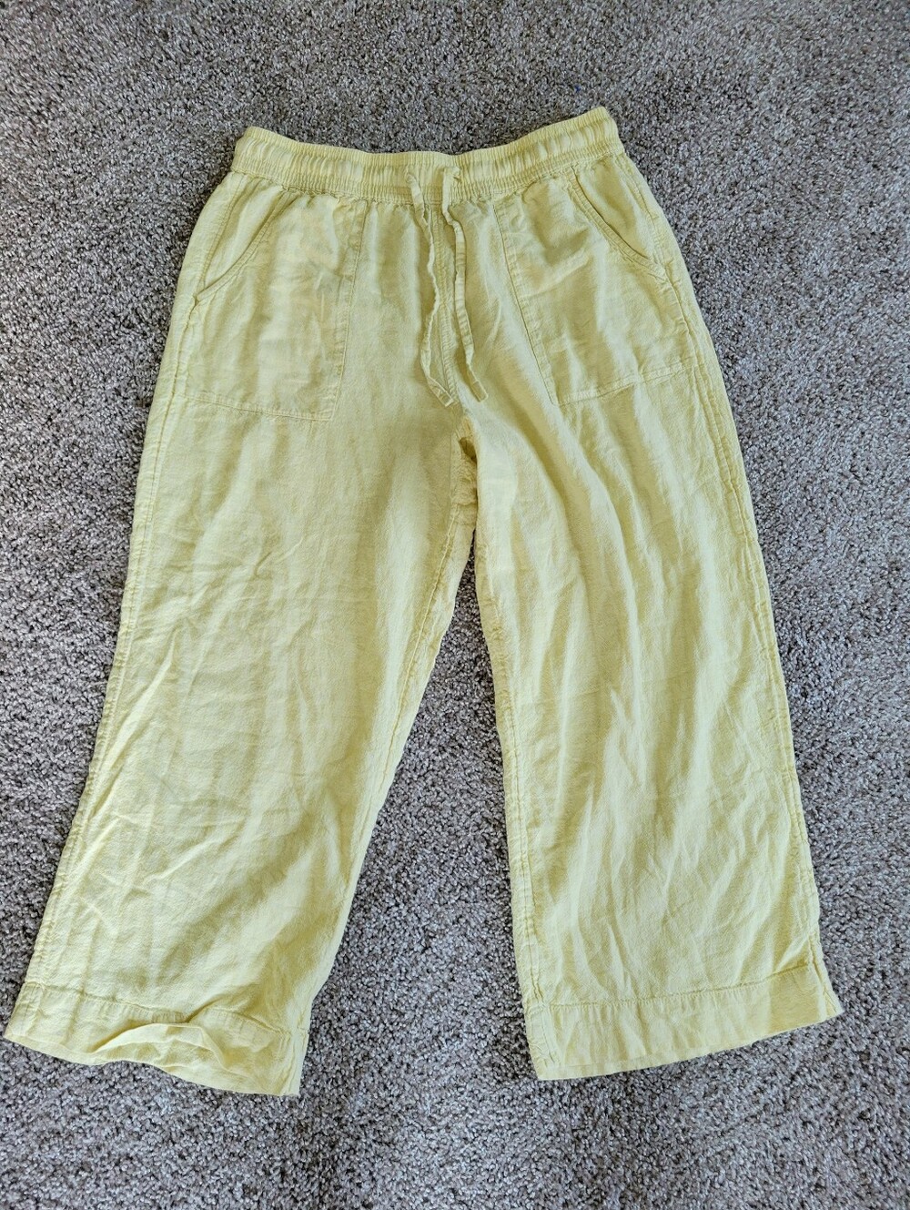 Cynthia Rowley Linen Blend Wide Leg Pants Size L Pale Yellow Butter Yellow